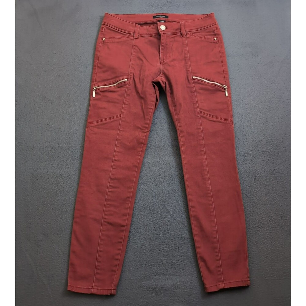 WHBM Women 4 Red Low Rise Skinny Crop Jeans